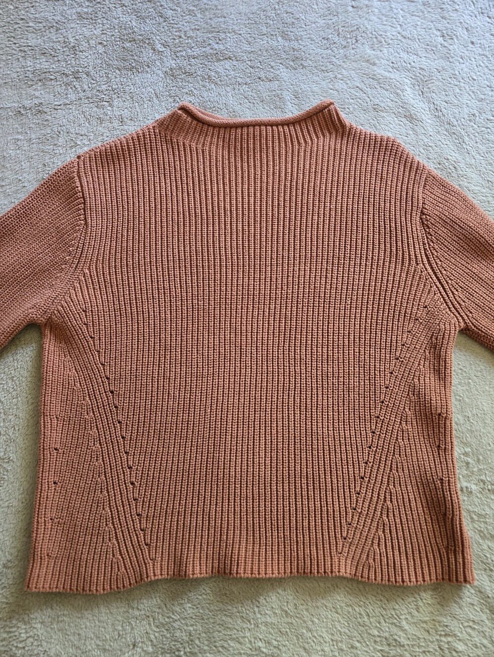 Kuwalla Rust Rib-Knit Mock Neck Sweater Size Medium - Picture 3 of 12